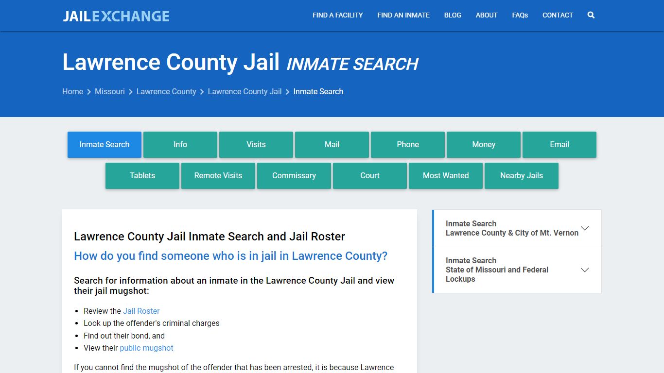 Inmate Search: Roster & Mugshots - Lawrence County Jail, MO
